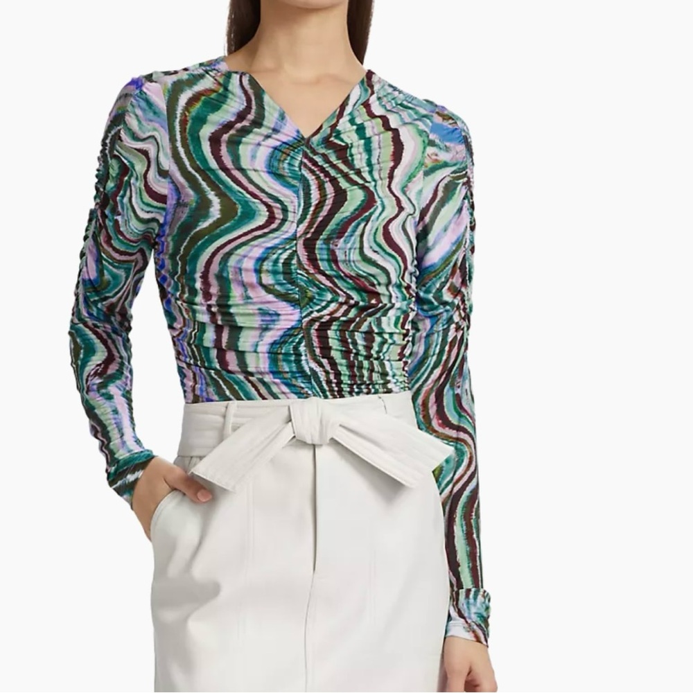 Marie Oliver
Brodie Abstract Ruched Jersey Top M NWT